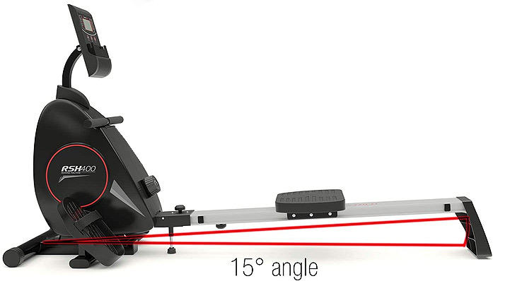 The RSX400 has an angled rowing track