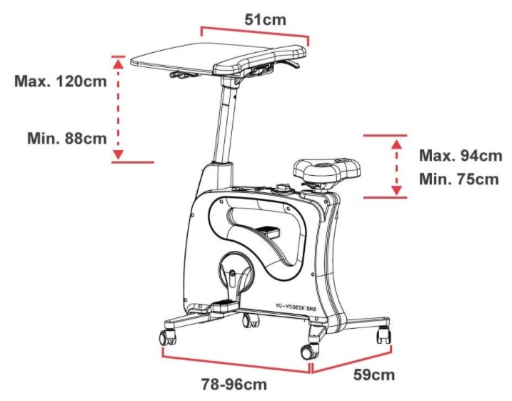 Yo-Yo Desk Bike Dimensions