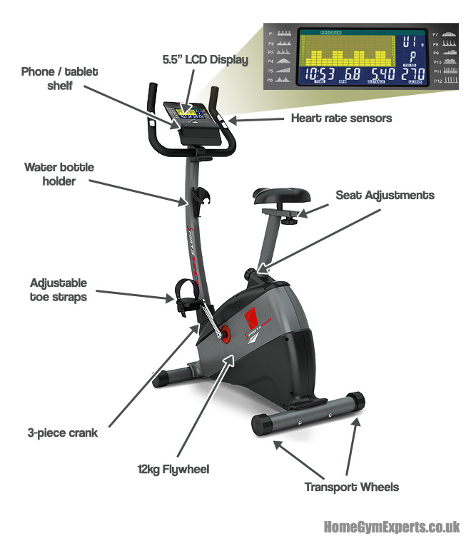 pulse belt compatible fitness bike hometrainer with low-noise belt drive system 12KG inertia with Kinomap Sportstech Exercise Bike ESX500 with smartphone app control Refurbished