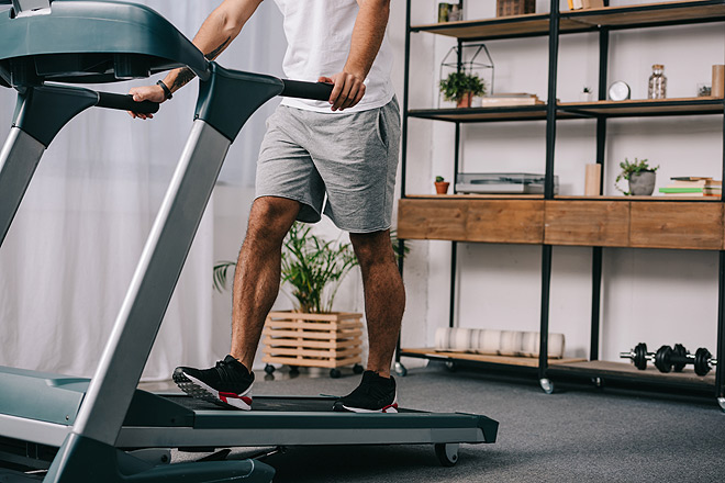 Man walking for 30 minutes on treadmill