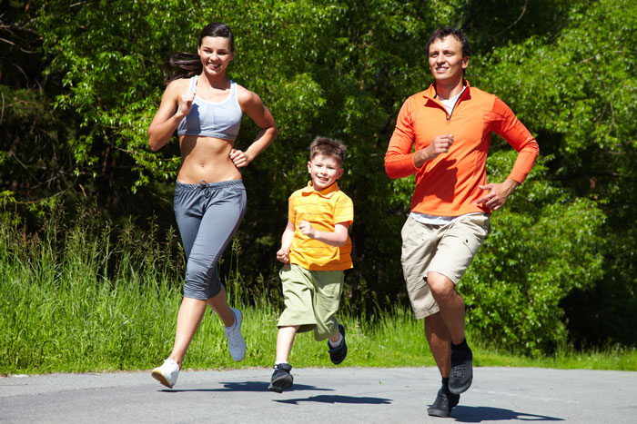 Family jogging together