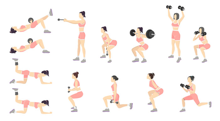 Glutes exercise with dumbbell