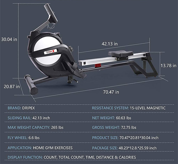 Dripex Rowing Machine Specs