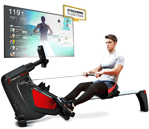 Rowing machine with online capabilities