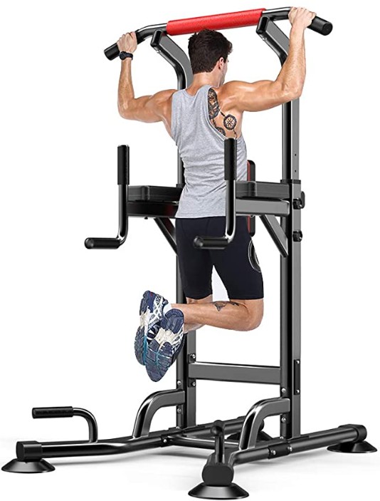 Power Tower Dip AB Pull/Chin Up Bar KNEE/LEG Workout Station Home Gym Fitness UK 