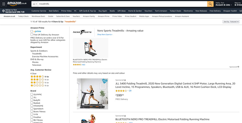 Treadmill online outlet uk