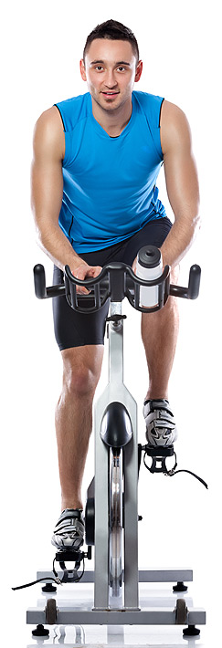 Man on spin bike